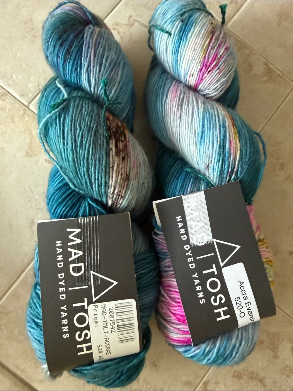 Madeline Hand Dyed Yarns - Multi Blue & Pink Accra Evening